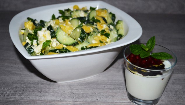 Cucumber-Mango-Sheep's Cheese Salad