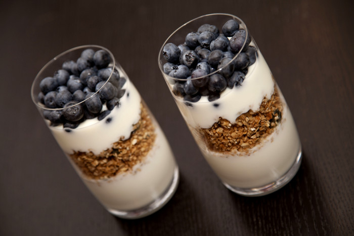 Homemade Muesli with Blueberries and Natural Yogurt